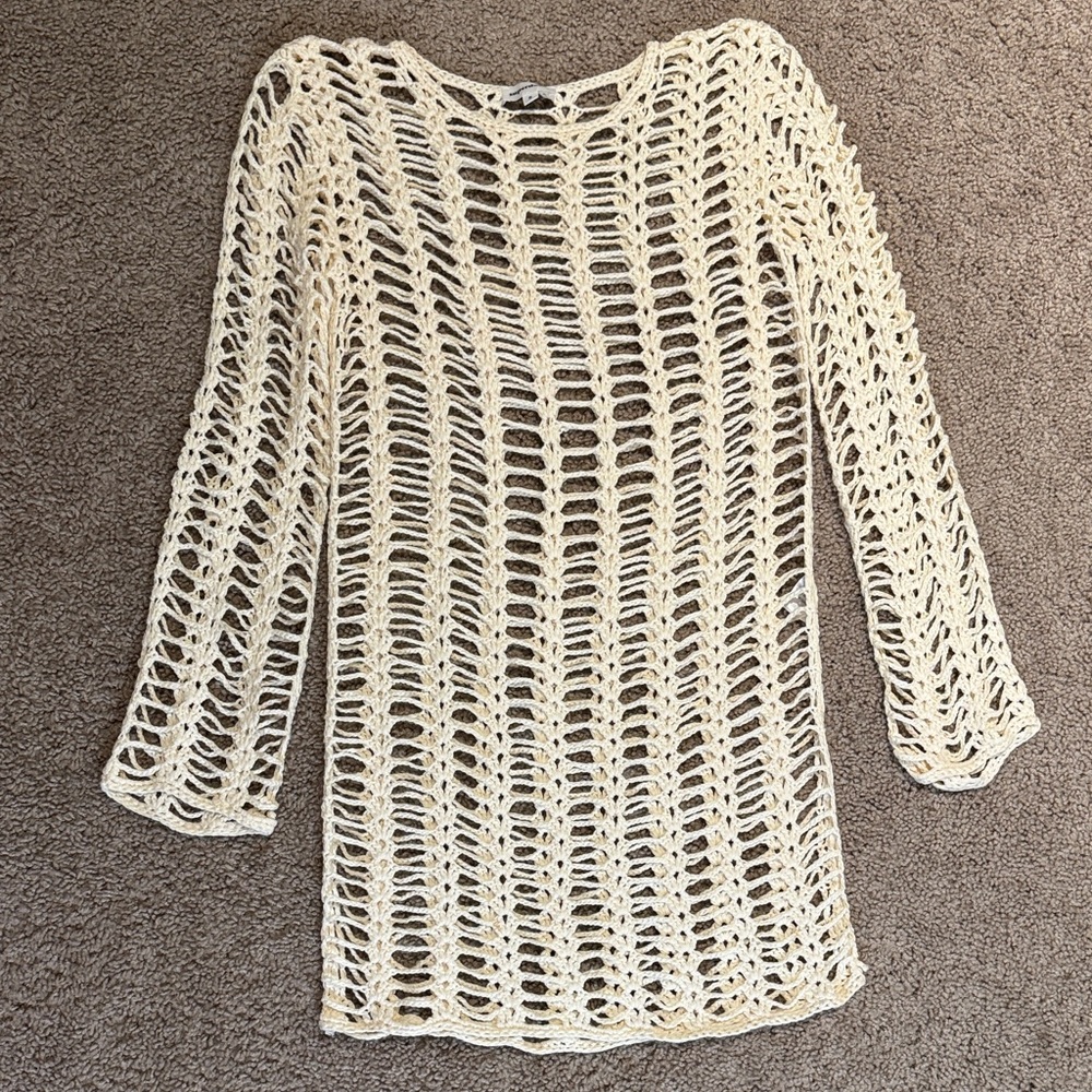 superdown Cream Open-Knit Sweater